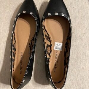 Christian Siriano Black Flats with Silver Accents